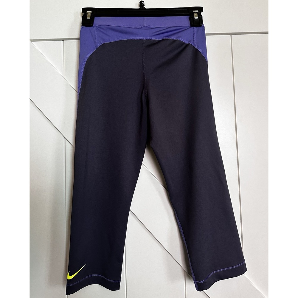 Nike‎ PRO Crop Tight Purple/Black Athletic Capri Leggings Small - Picture 2 of 6